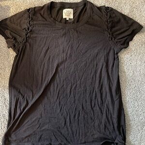 Black tshirt with stitch detailing on sleeves
